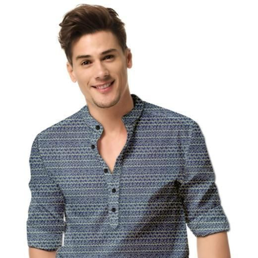 Men's Navy Blue Printed Shirt