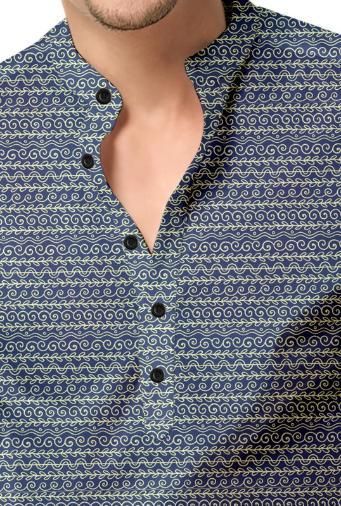Men's Navy Blue Printed Shirt
